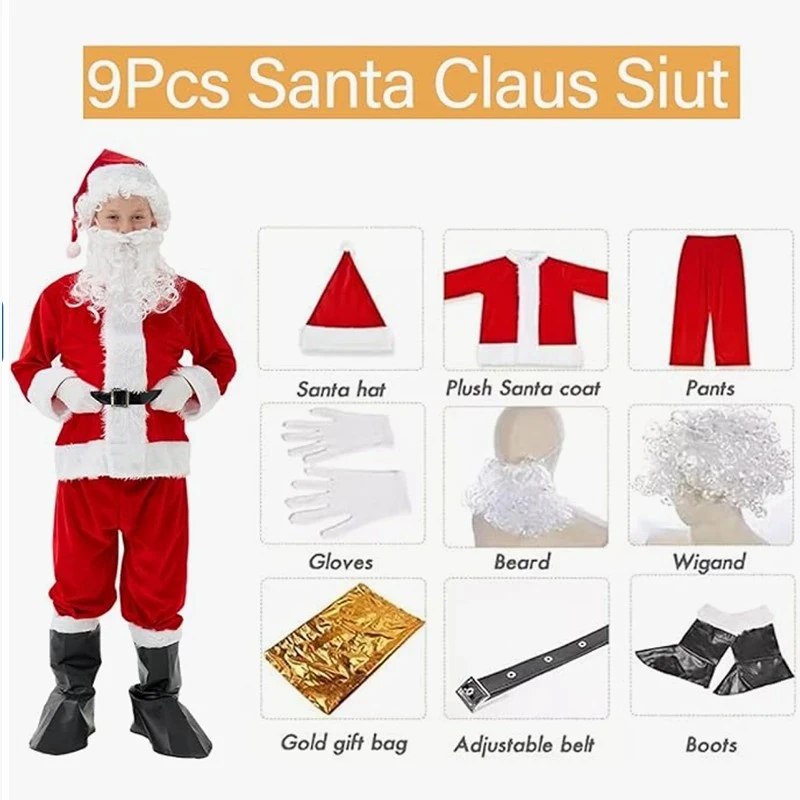 Children Christmas Santa Claus Costume